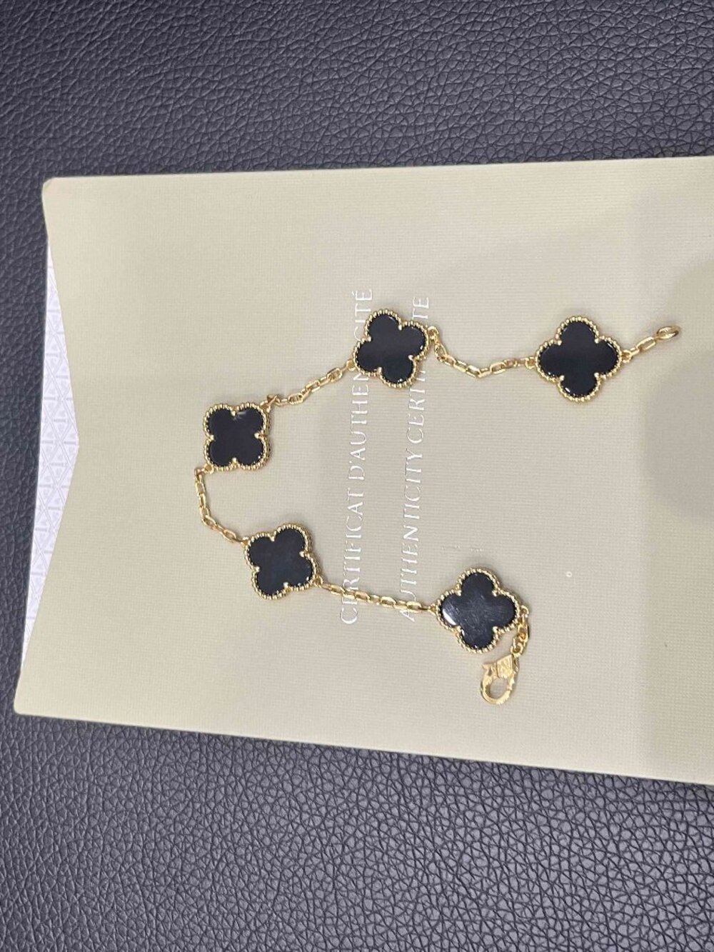 ORIGINAL Van Cleef & Arpels Vintage Alhambra Bracelet 18k Y.G Black Onyx